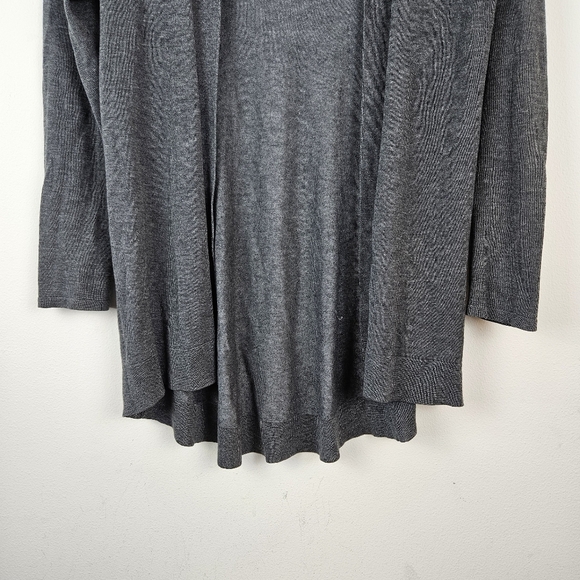 Eileen Fisher Tencel Merino Wool Open Front Light Cardigan XS Minimalist Gray - Picture 2 of 5